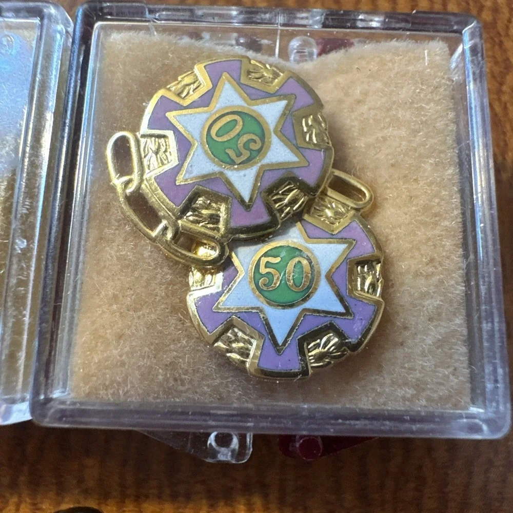 Vintage IOOF Odd Fellows Rebekah Degree Veteran 50 & 60Year Member Jewel/Pins